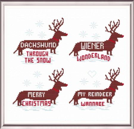 cross stitch pattern Christmas Dachshunds