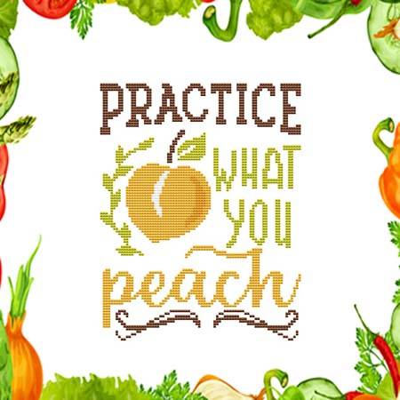 cross stitch pattern Practice What You Peach