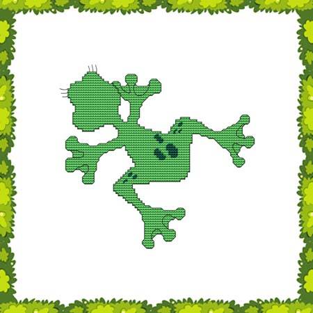 cross stitch pattern Funny Frog Flat Out