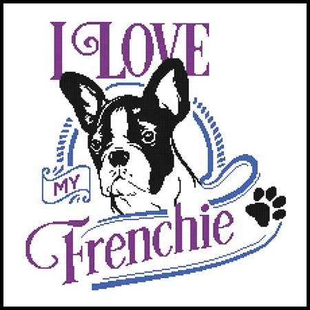 cross stitch pattern I Love My Frenchie