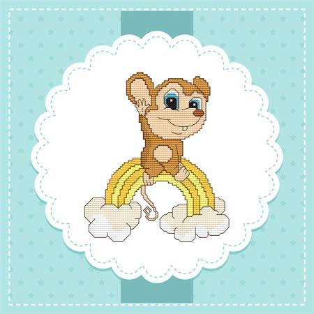 cross stitch pattern Baby Mice In the Sky - Rainbow