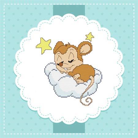 cross stitch pattern Baby Mice In the Sky - Stars