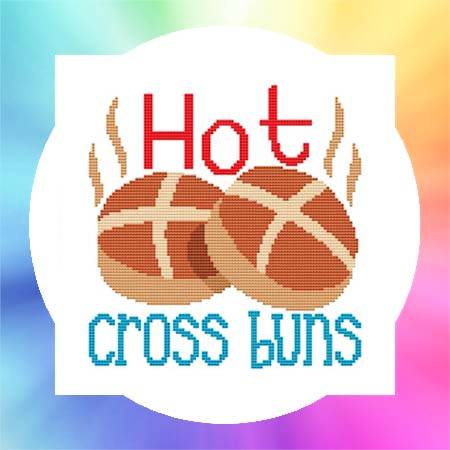 cross stitch pattern Nursery Rhyme - Hot Cross Buns