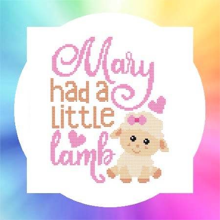 cross stitch pattern Nursery Rhyme - Mary Had A Little Lamb