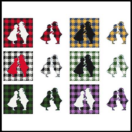 cross stitch pattern Fun With Plaid - Santa  Mrs. Claus