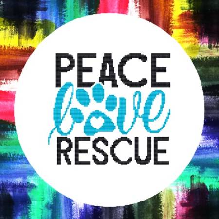 cross stitch pattern Peace Love Rescue