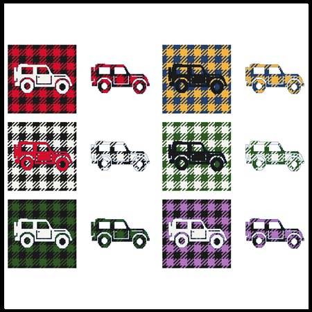 cross stitch pattern Fun With Plaid - Jeep