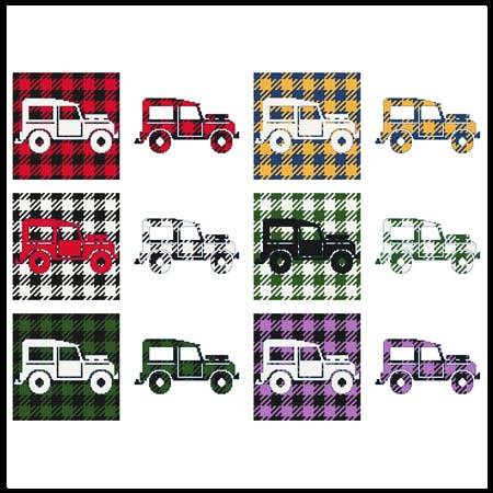 cross stitch pattern Fun With Plaid - Tow Jeep