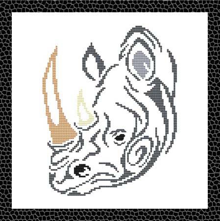 cross stitch pattern Tribal Rhino