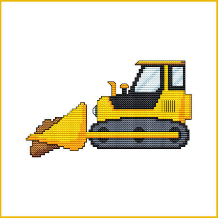 cross stitch pattern Construction Truck - BULL DOZER
