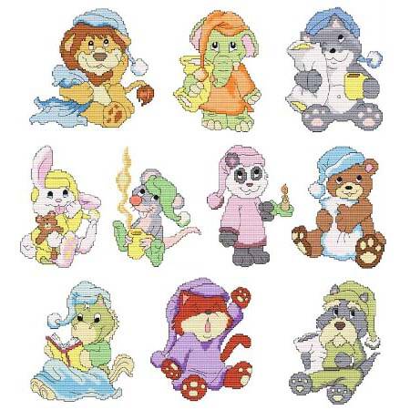 cross stitch pattern PJ Critters Combo
