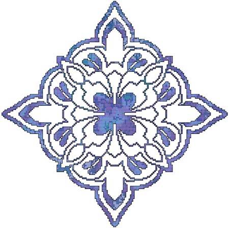 cross stitch pattern Blue Decorative Quilt Block 01