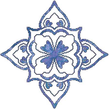 cross stitch pattern Blue Decorative Quilt Block 02