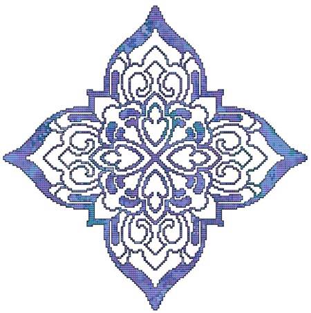 cross stitch pattern Blue Decorative Quilt Block 05