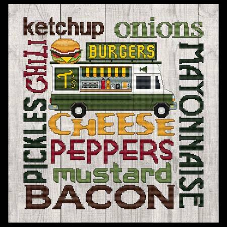cross stitch pattern Subway Art - Food Truck - BURGERS