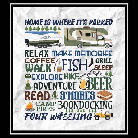 cross stitch pattern Home Is Where It's Parked - Class C RV