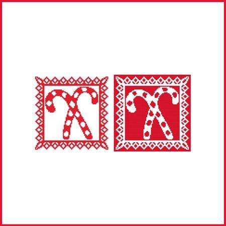 cross stitch pattern Christmas Stencil Ornament - Candy Canes
