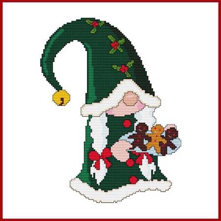cross stitch pattern Christmas Gnome - Ms. Santa with Cookies