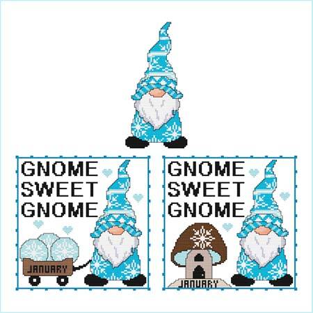 cross stitch pattern A Year Of Gnomes - JANUARY