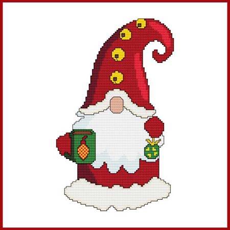 cross stitch pattern Christmas Gnome - Mug and Ornament