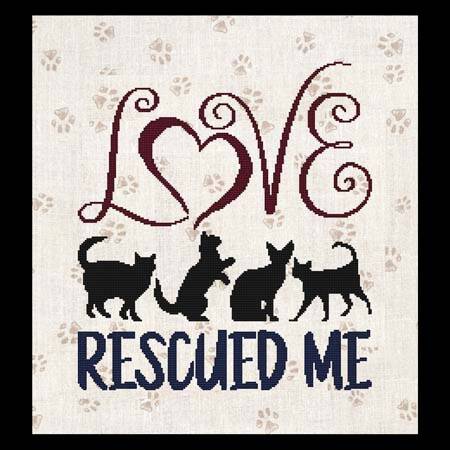 cross stitch pattern Love Rescued Me - Cats