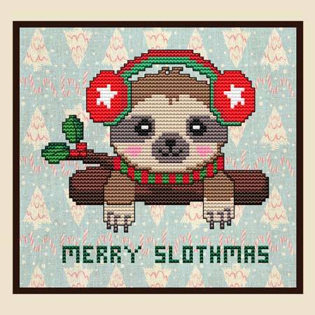 cross stitch pattern Merry Slothmas (Christmas)