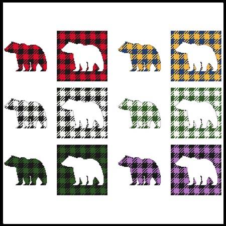cross stitch pattern Fun With Plaid - Bear