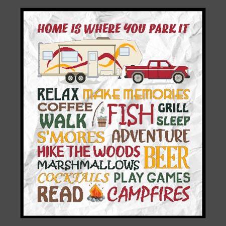 cross stitch pattern Home Is Where You Park It - 5TH Wheel