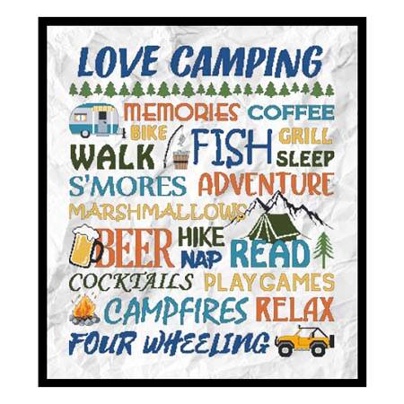 cross stitch pattern Love Camping - Colorful