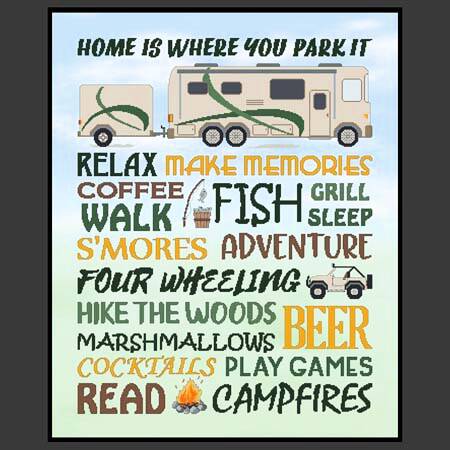 cross stitch pattern Home Is Where You Park It - Motorhome