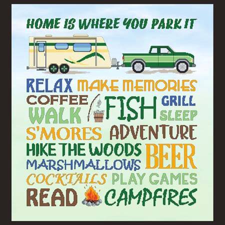 cross stitch pattern Home Is Where You Park It-Truck  Camper