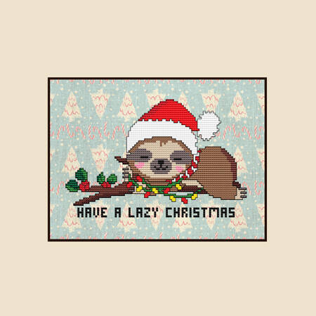 cross stitch pattern Have a Lazy Christmas SLOTH