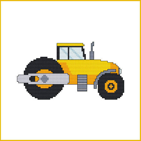 cross stitch pattern Construction Truck - ASPHALT ROLLER