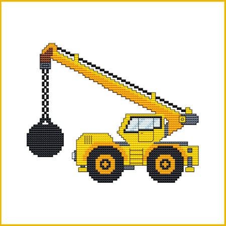 cross stitch pattern Construction Truck - BALL CRANE