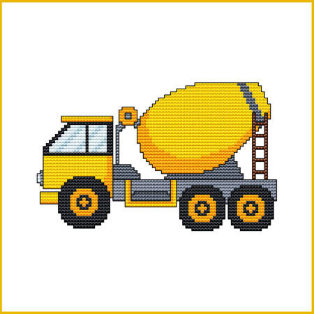 cross stitch pattern Construction Truck - CEMENT TRUCK