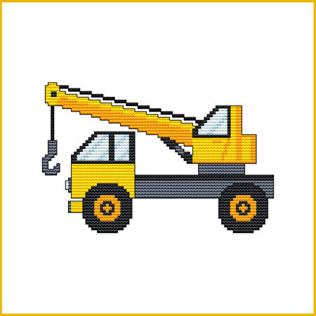 cross stitch pattern Construction Truck - HOOK CRANE
