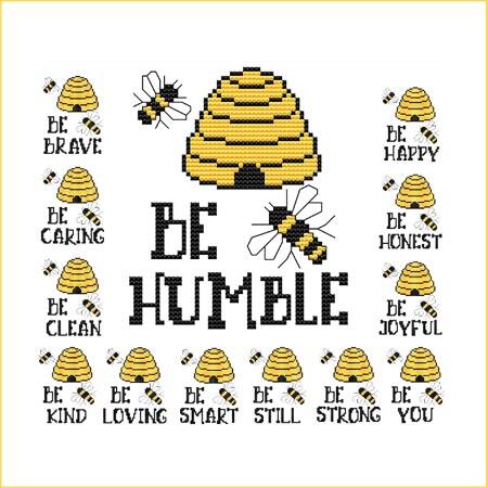 cross stitch pattern Be Humble - Bee Sayings - Beehive