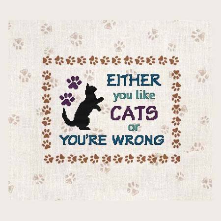 cross stitch pattern EITHER you like CATS or YOU'RE WRONG