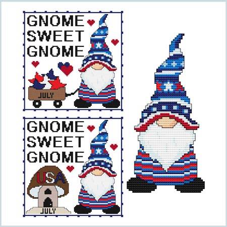 cross stitch pattern A Year Of Gnomes - JULY