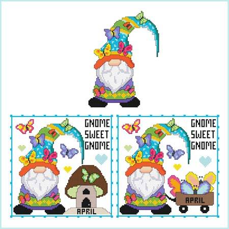 cross stitch pattern A Year Of Gnomes - APRIL