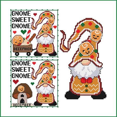 cross stitch pattern A Year Of Gnomes - DECEMBER