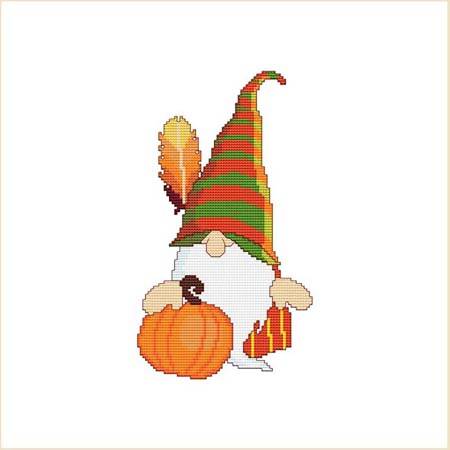 cross stitch pattern Thanksgiving Gnome Fall Pumpkin Feather
