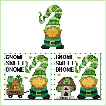 cross stitch pattern A Year Of Gnomes - MARCH