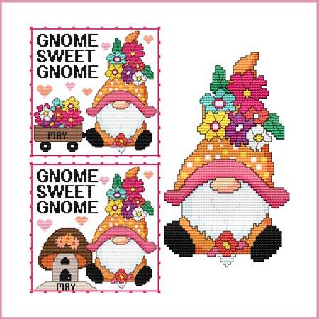 cross stitch pattern A Year Of Gnomes - MAY