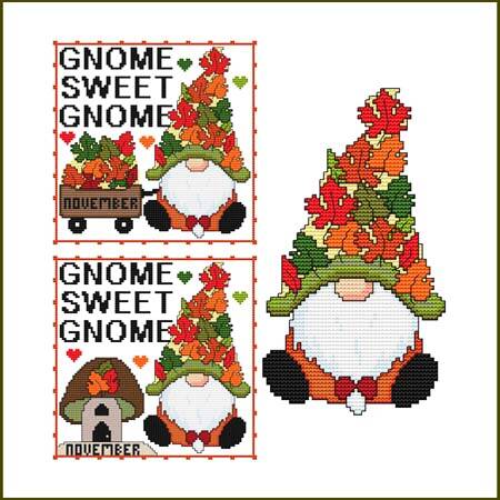 cross stitch pattern A Year Of Gnomes - NOVEMBER