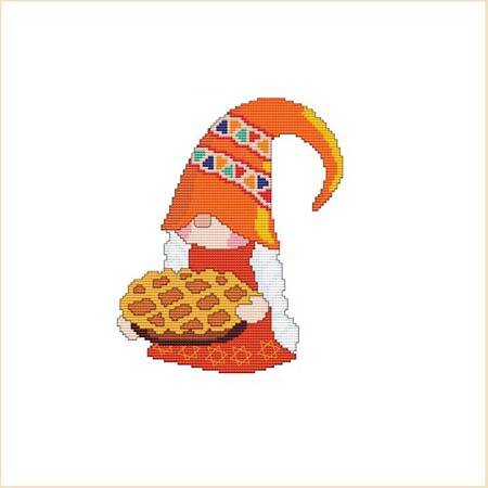 cross stitch pattern Thanksgiving Pie Gnome 
