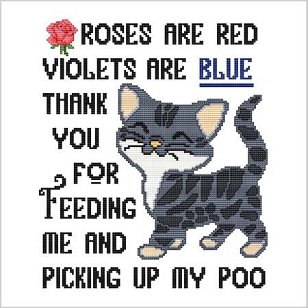 cross stitch pattern Roses Are Red Violets Are Blue .... Poo