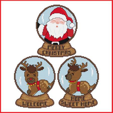 cross stitch pattern Christmas Snow Globes - Set One