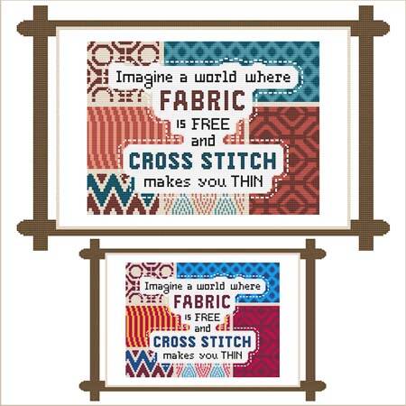 cross stitch pattern Imagine a world-FABRIC free-XSTITCH thin