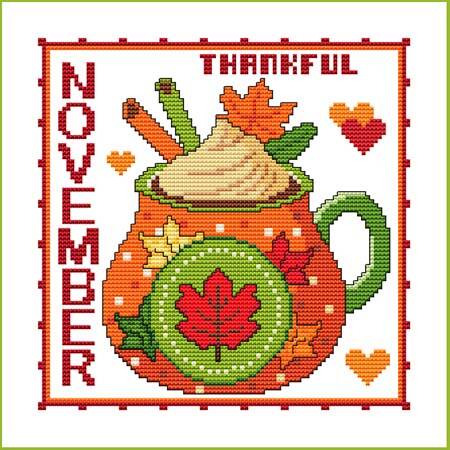 cross stitch pattern A Year of Mugs - NOVEMBER